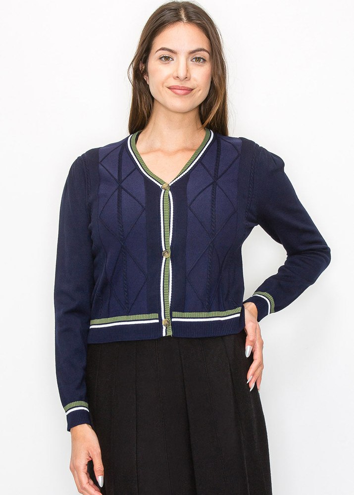 Classic Navy Cable-Knit Cardigan 7832928223292