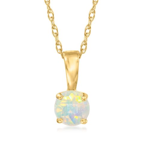 RS Pure by Ross-Simons Opal Pendant Necklace in 14kt Yellow Gold