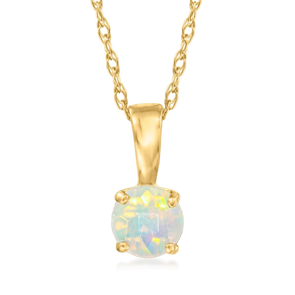 RS Pure by Ross-Simons Opal Pendant Necklace in 14kt Yellow Gold