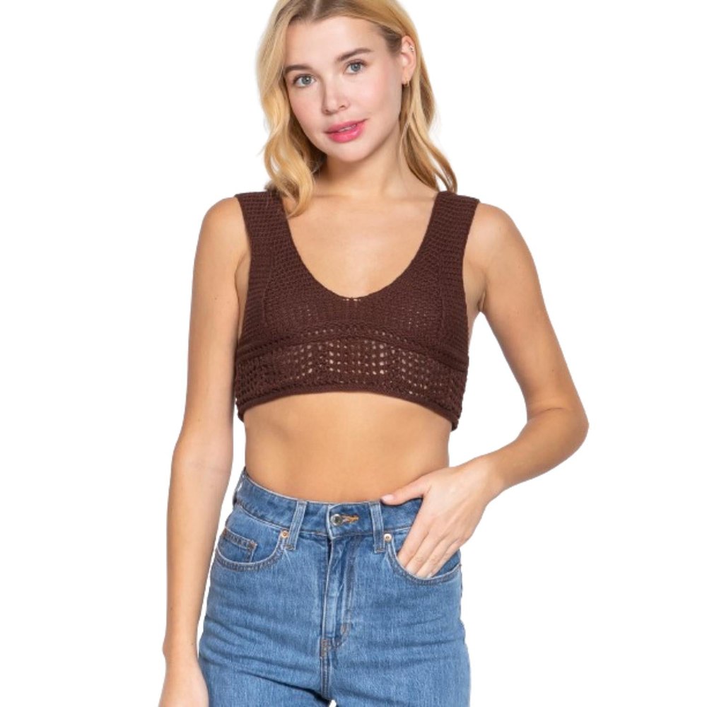 Textured Crop Sweater Tank Top 7805709516860
