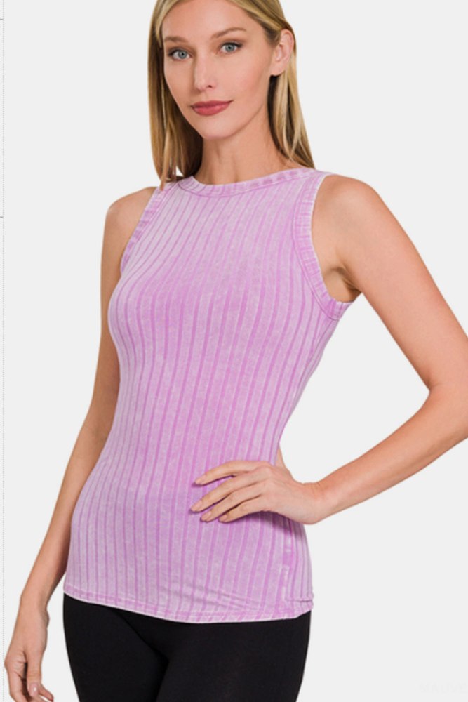 Ribbed Washed Round Neck Tank 7805709090876