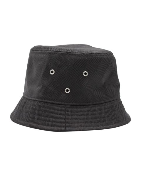 Bottega Veneta Intrecciato Effect Bucket Hat in Black Polyamide 7703698145340