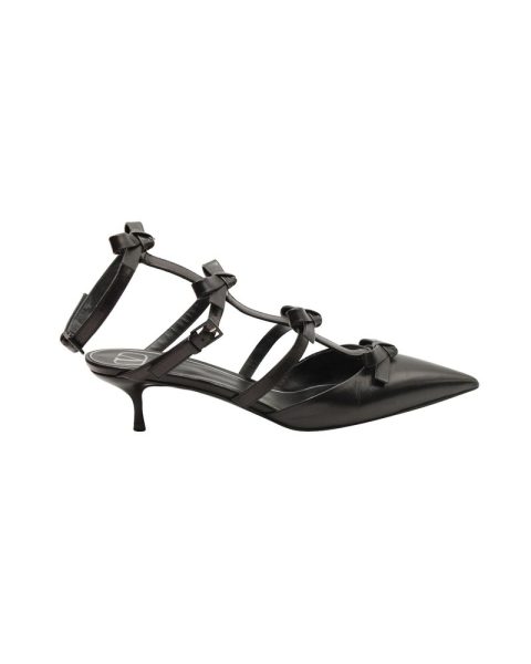 Valentino Garavani French Bows Gladiator Pumps in Black Leather 7703697850428