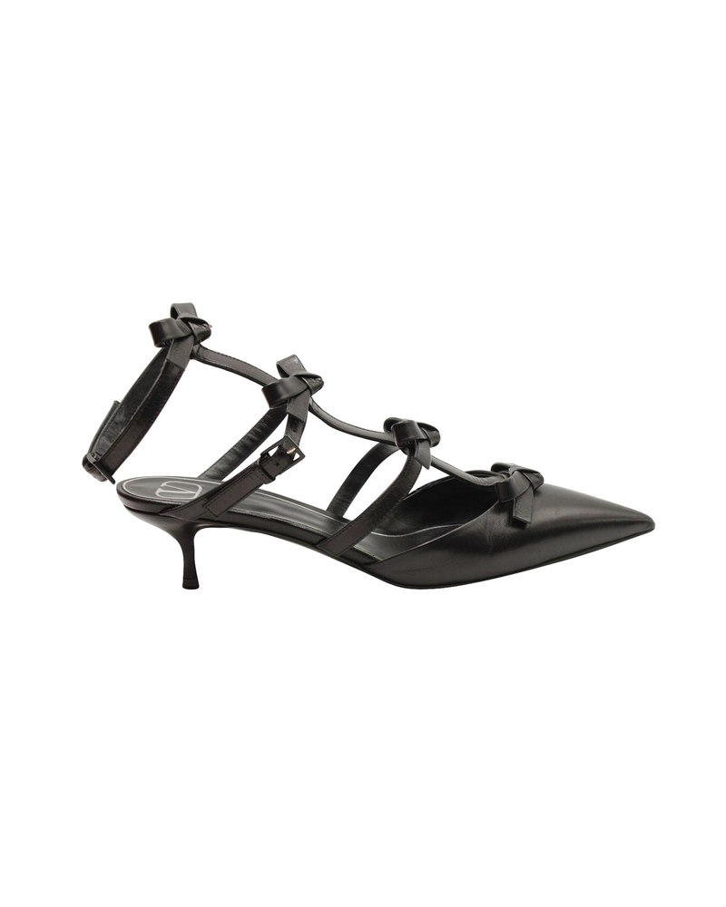 Valentino Garavani French Bows Gladiator Pumps in Black Leather 7703697850428