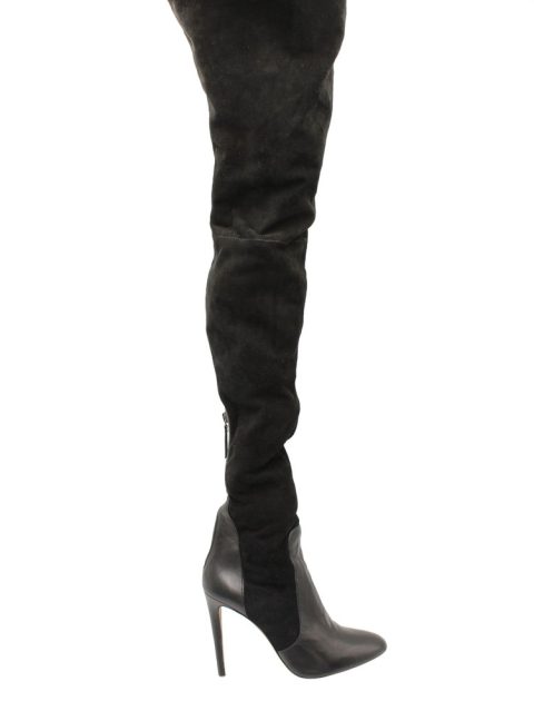 Aquazzura All I Need 105 Over-the-Knee High-Heel Boots in Black Suede 7703698243644