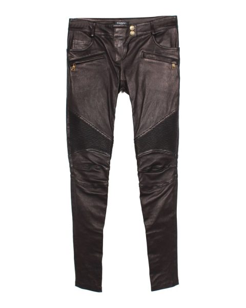 Balmain Skinny Fit Pants in Black Leather 7703698735164