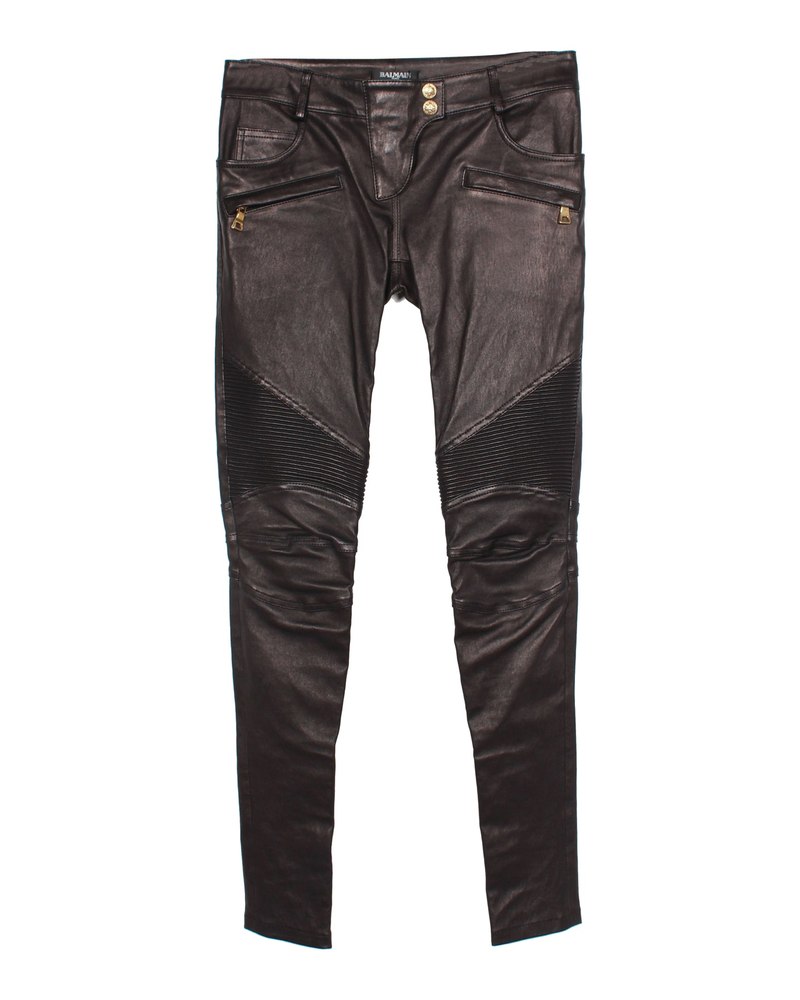 Balmain Skinny Fit Pants in Black Leather 7703698735164