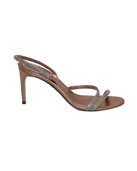 Rene Caovilla Irina Crystal Sandals 105 in Rose Leather 7703698276412
