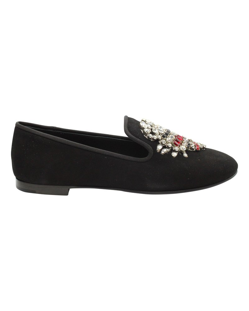 Giuseppe Zanotti Embellished Scorpion Loafers in Black Suede 7703698866236