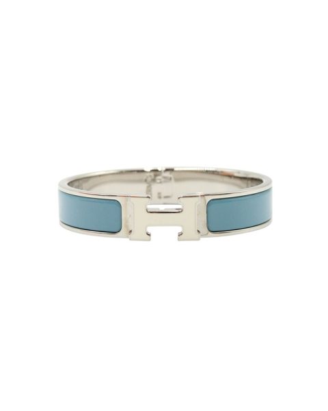 Hermès Clic H PM Bracelet in Light Blue Enamel 7703700176956