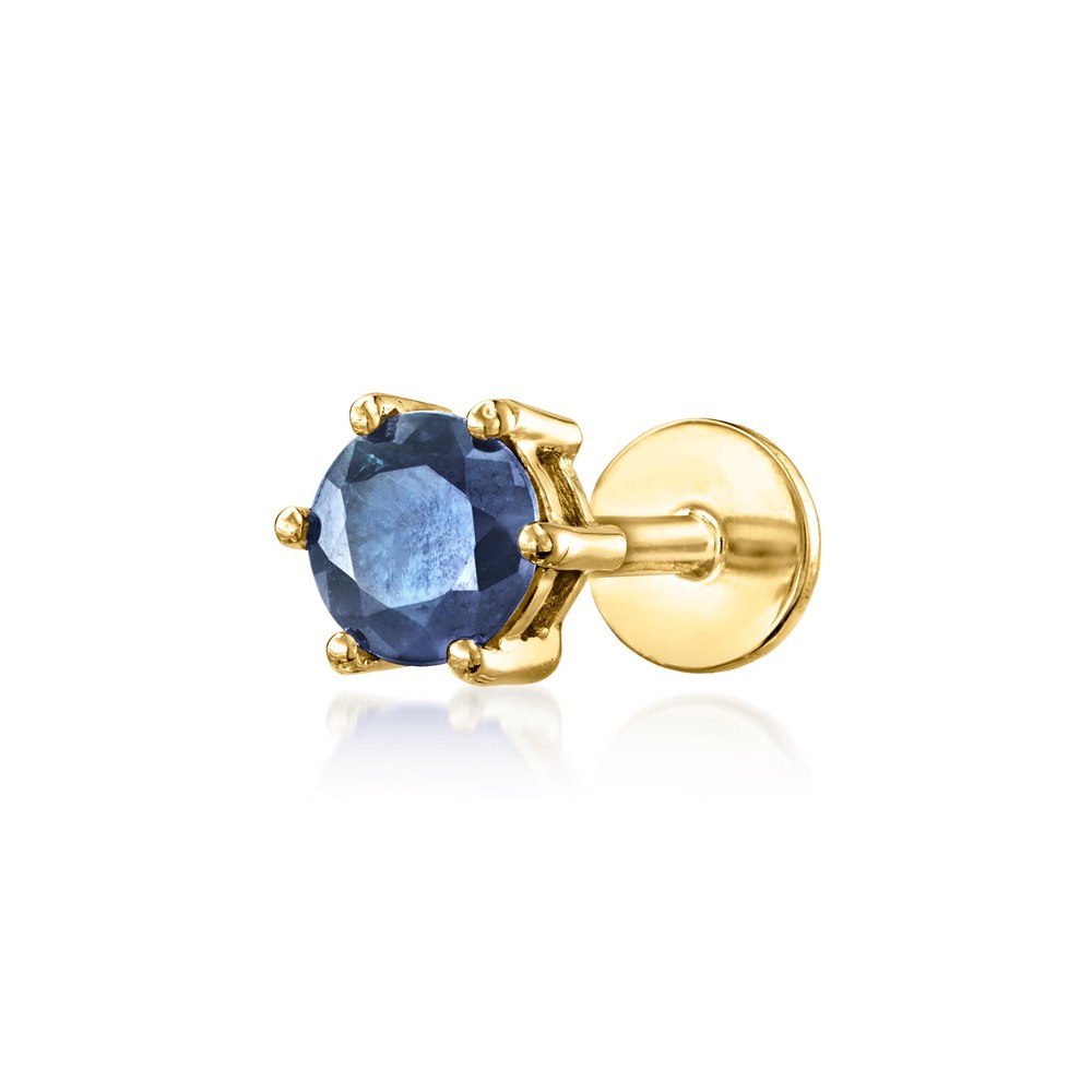 RS Pure by Ross-Simons Sapphire Single Flat-Back Stud Earring in 14kt Yellow Gold