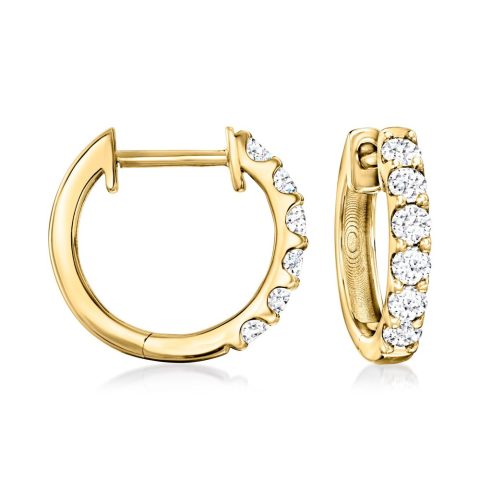 Ross-Simons Lab-Grown Diamond Hoop Earrings in 18kt Gold Over Sterling 7228769304636