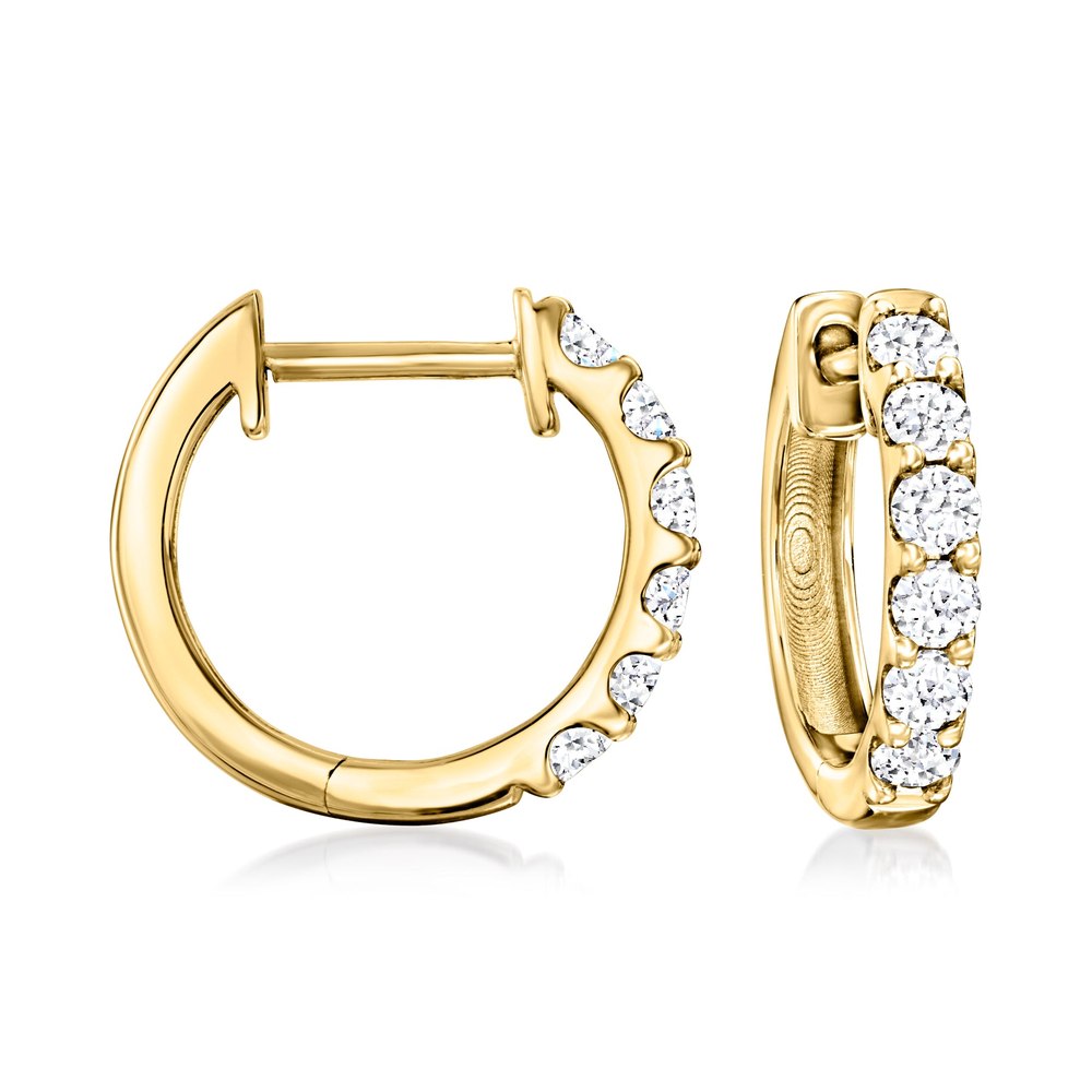Ross-Simons Lab-Grown Diamond Hoop Earrings in 18kt Gold Over Sterling 7228769304636