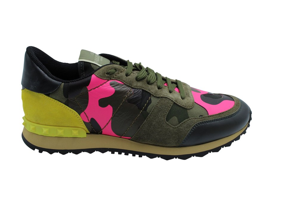 Valentino Garavani Camouflage Rockstud Sneakers in Multicolor Suede 7703699030076