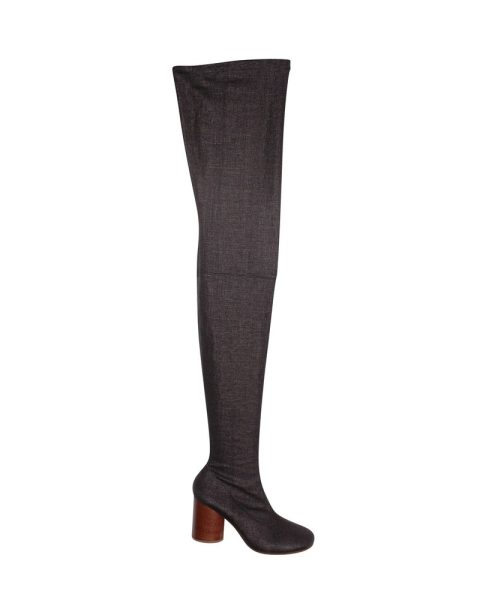 Maison Margiela Mid-thigh Boots in Dark Grey Canvas 7703701487676