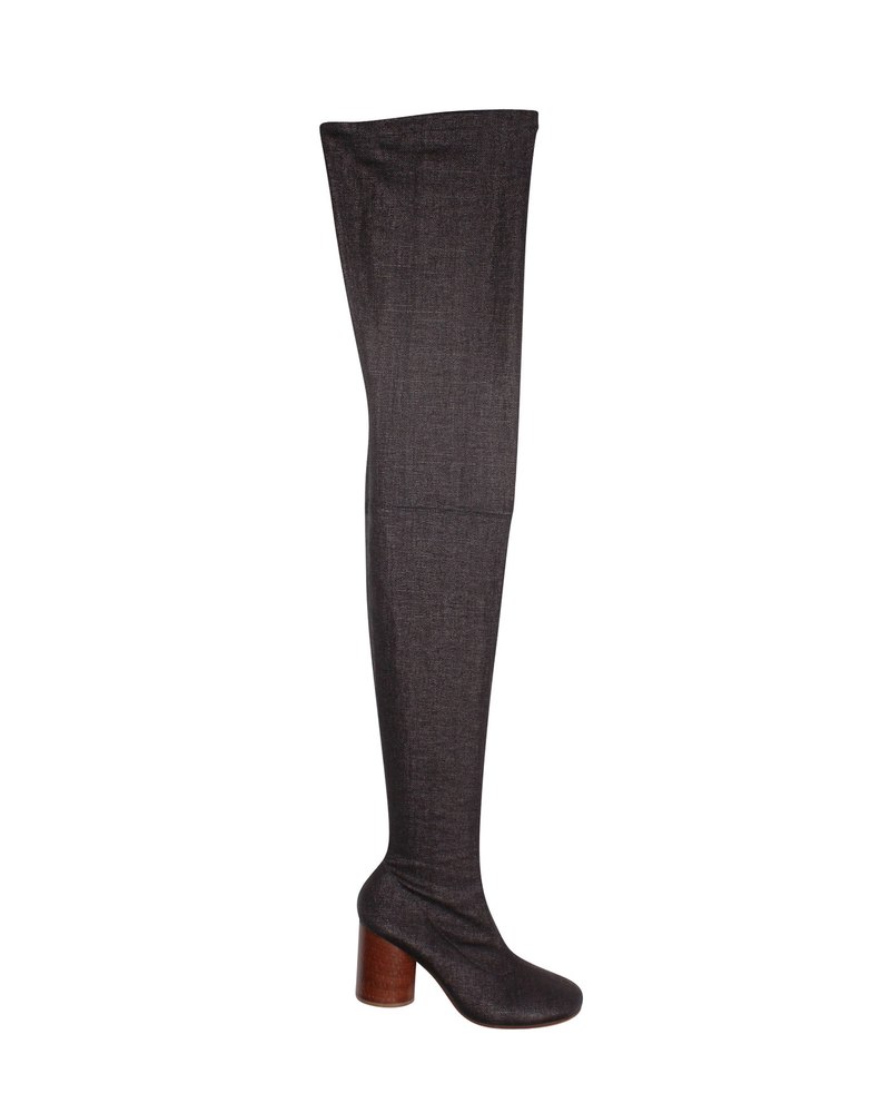 Maison Margiela Mid-thigh Boots in Dark Grey Canvas 7703701487676