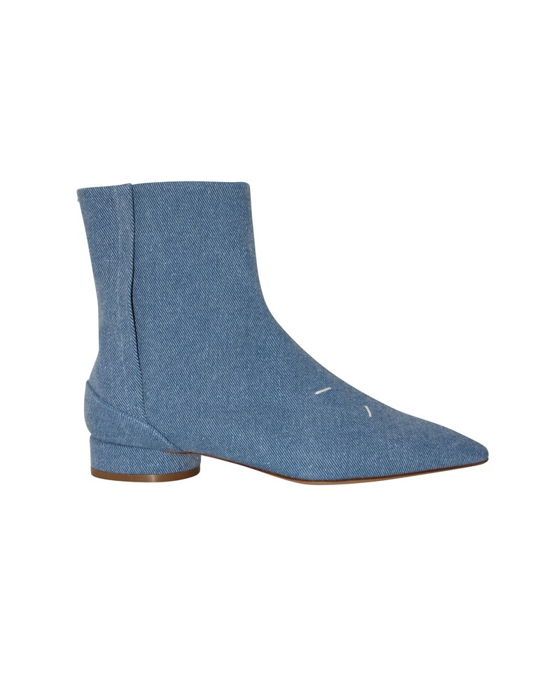 Maison Margiela Pointed Toe Boots in Blue Denim 7703702110268