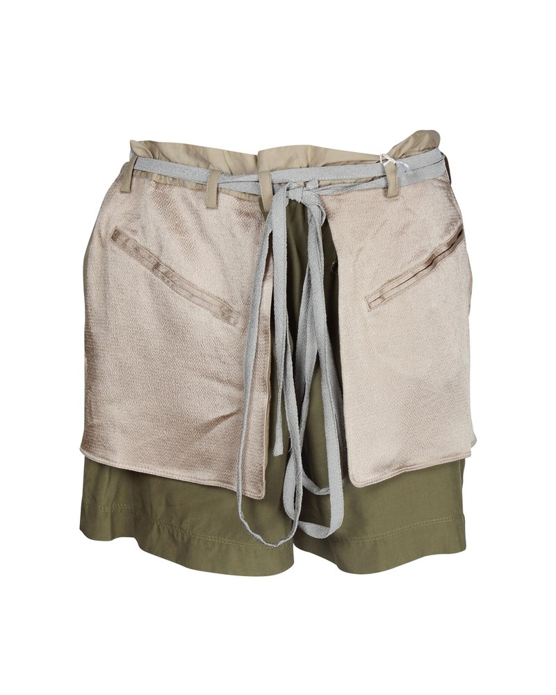 Valentino Trouser Shorts in Olive Satin 7703702143036
