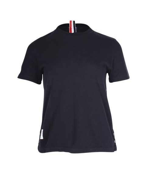 Thom Browne RWB Back Stripe Relax Fit Tee in Navy Cotton 7703702405180