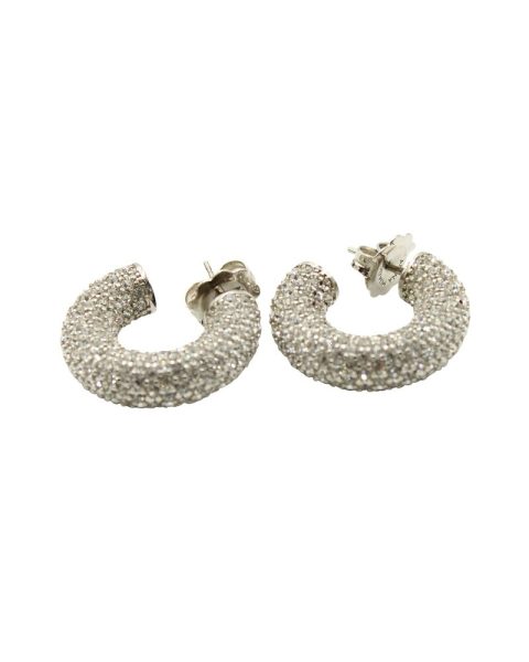 Amina Muaddi Cameron Crystal-Embellished Earrings in Silver Metal 7703702208572