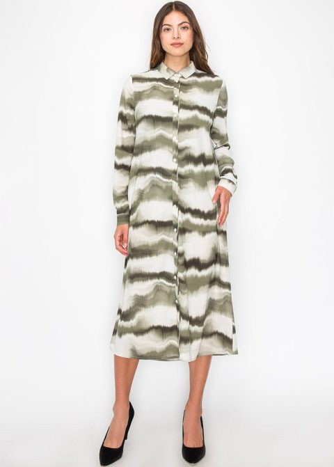 Green and White Wave Dress 7832998936636