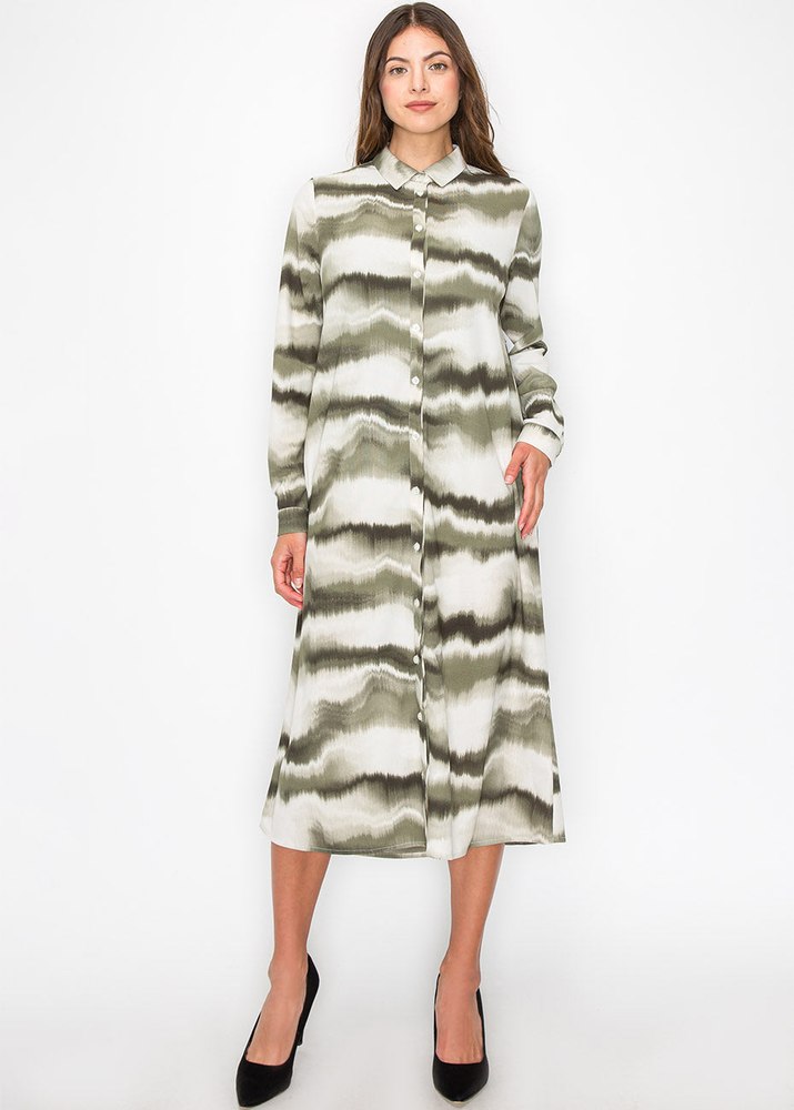 Green and White Wave Dress 7832998936636