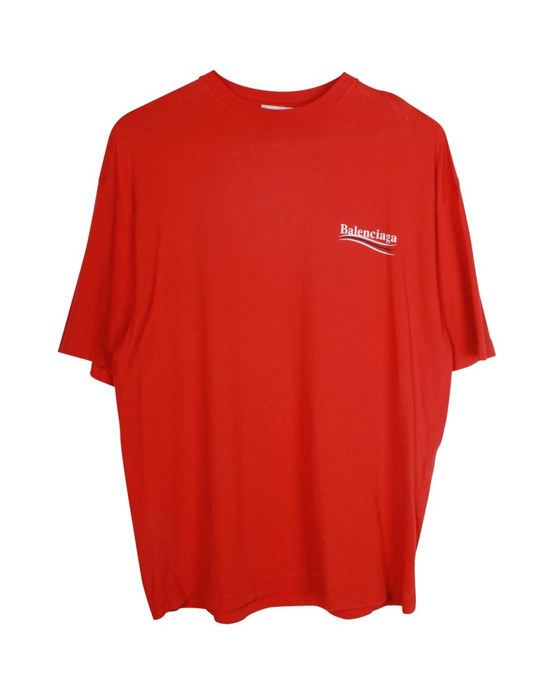 Balenciaga Political Campaign Logo T-shirt in Red Cotton 7703704141884