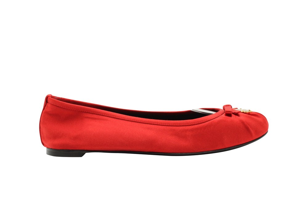 Dolce & Gabbana Ballet Flats with Charm in Red Satin 7703704731708