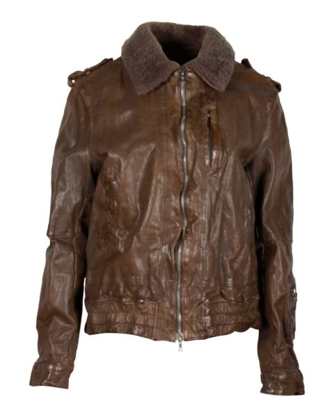 Neil Barrett Shearling-Collar Jacket in Brown Leather 7703704764476
