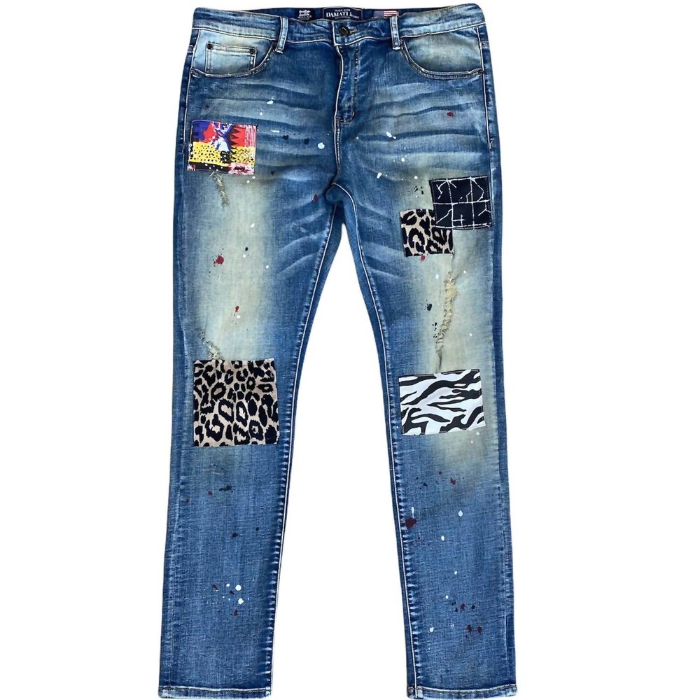 Men’s Paint Splatter Milan Denim Jean In Medium Blue