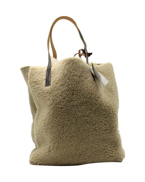 Marni Shearling-Panelled Tote Bag in Beige Suede 7703704928316