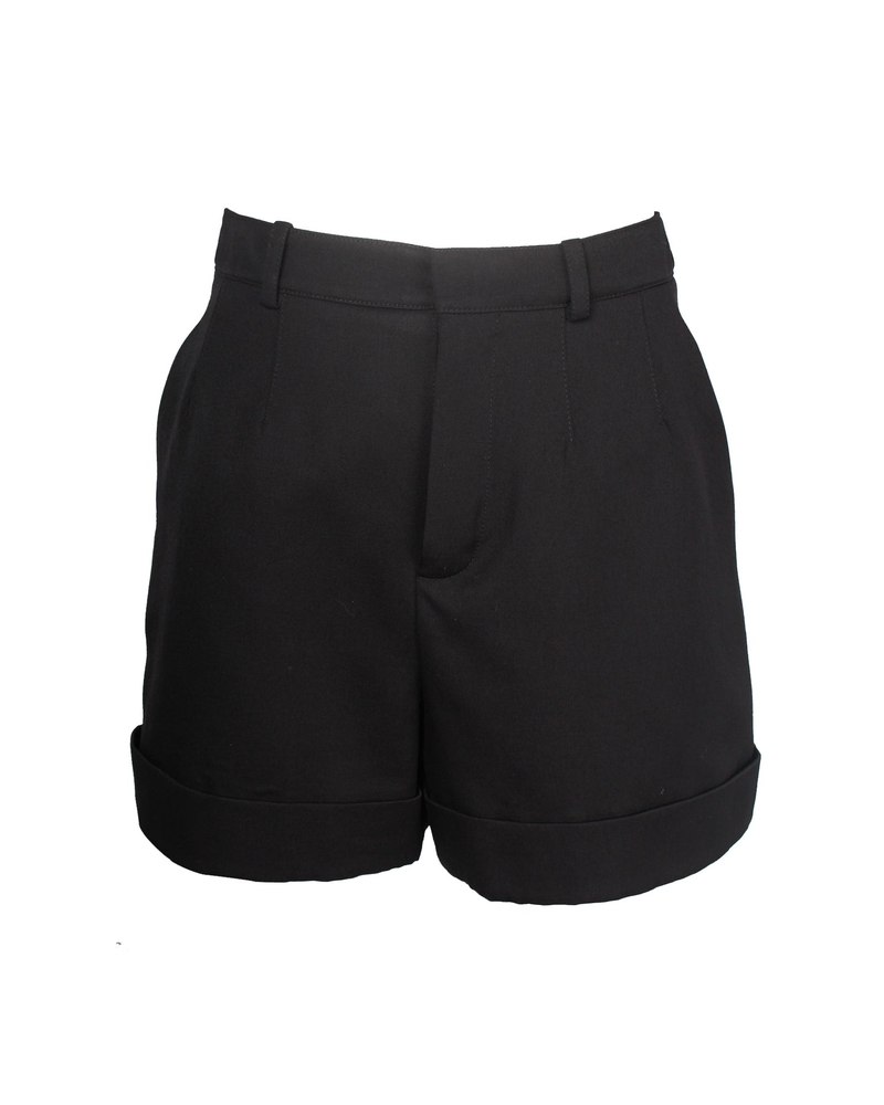 Saint Laurent Tailored Mini Shorts in Black Wool 7703704469564