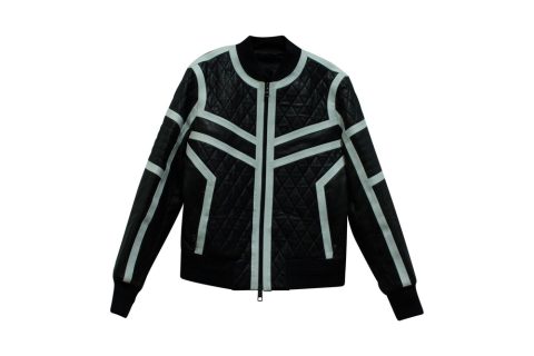 Neil Barrett Biker Jacket with White Piping in Black Leather 7703704600636
