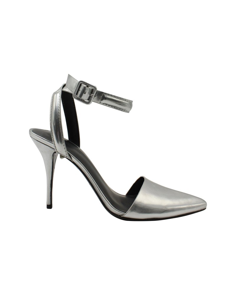 Alexander Wang Ankle Strap Metallic Pumps in Silver Patent Leather 7703706468412