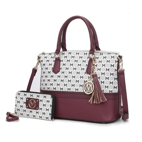 Saylor Circular M Emblem Print Women’s Tote Bag with matching Wristlet Wallet – 2 pieces