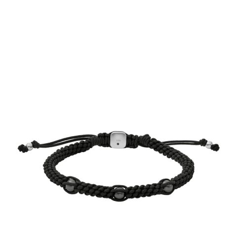 Fossil Men’s Autumn Beads Black Nylon Cord Beaded Bracelet 7805799235644