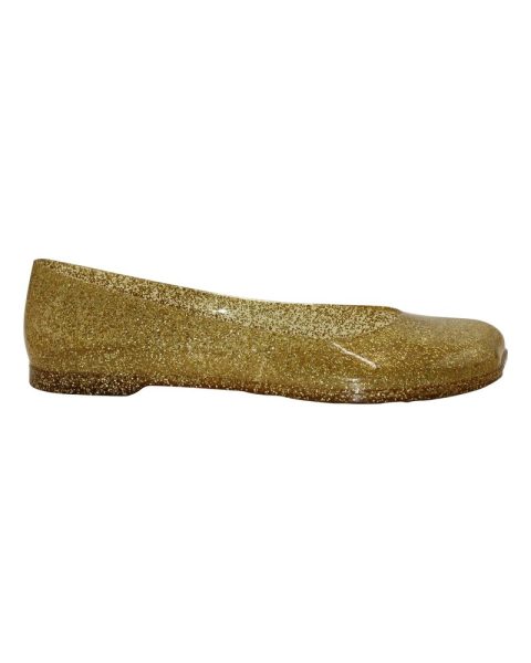 Loewe + Paula’s Ibiza Glittered Ballet Flats in Gold PVC 7703706927164