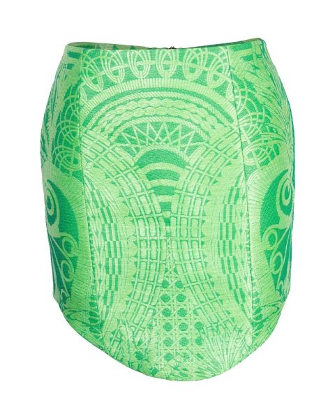 Balmain Jacquard Mini Pencil Skirt in Green Polyamide 7703708074044