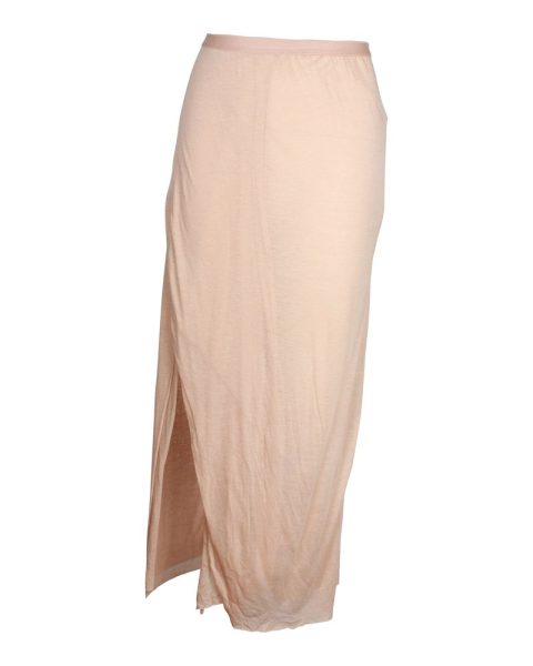 Rick Owens Side Slit Midi Skirt in Nude Viscose 7703708205116