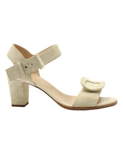 Roger Vivier Buckle Ankle Strap Sandals in Beige Suede 7703709024316