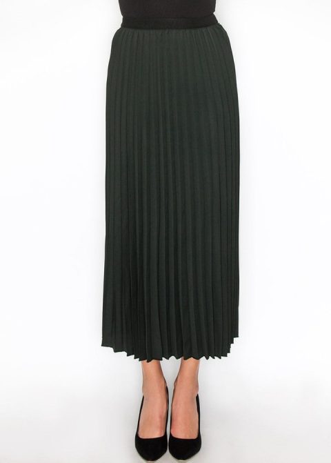 Hunter Green Midi Pleat Skirt 7833037701180