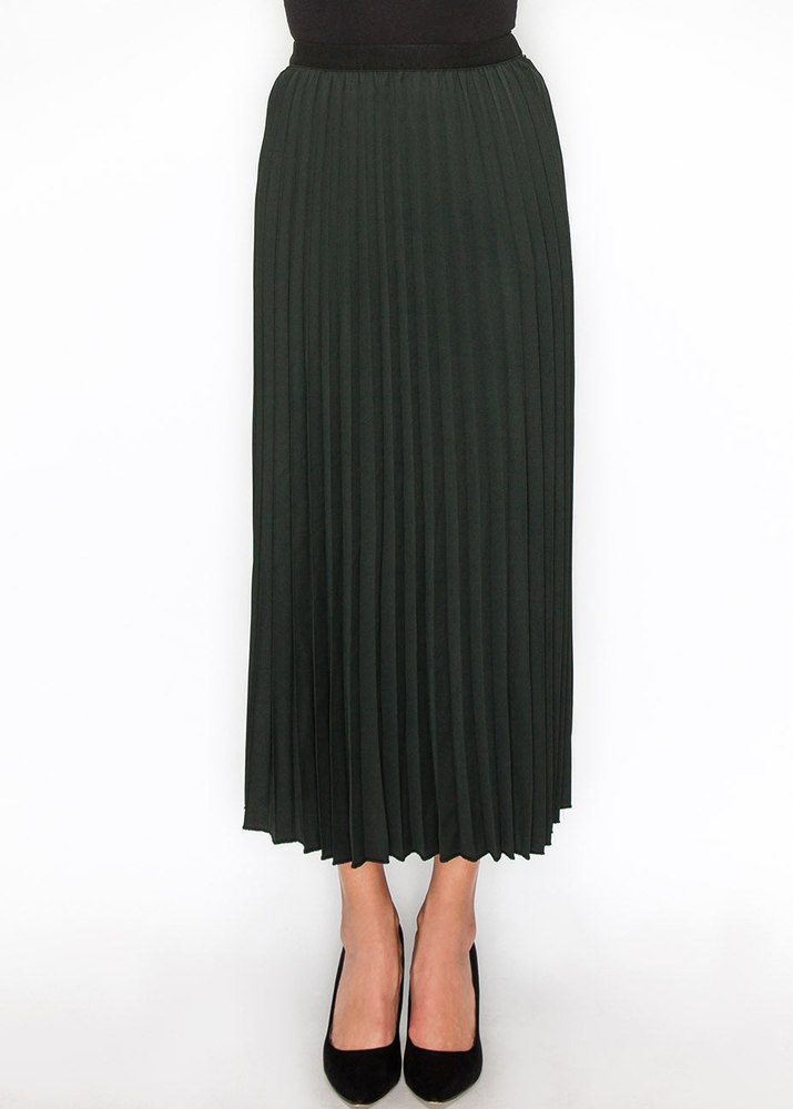 Hunter Green Midi Pleat Skirt 7833037701180
