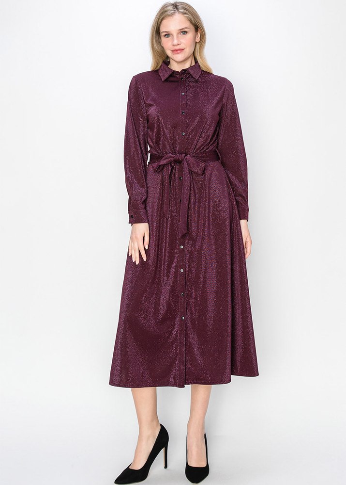 Burgundy Glitter Midi Dress 7833037471804