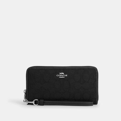 Coach Outlet Long Zip Around Wallet In Signature Jacquard 7704234819644