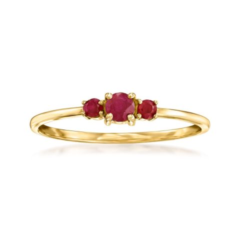 RS Pure by Ross-Simons Ruby 3-Stone Ring in 14kt Yellow Gold