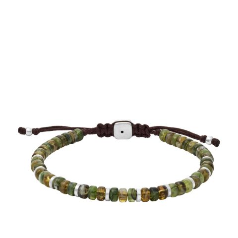 Fossil Men’s Autumn Beads Emerald and Olive Green Acrylic Beaded Bracelet 7805807525948