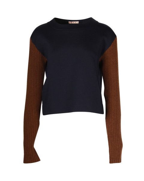 Marni Colorblock Sweater in Navy Blue Wool 7704369496124