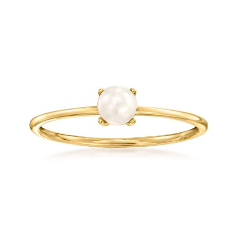 RS Pure by Ross-Simons 4mm Cultured Pearl Ring in 14kt Yellow Gold