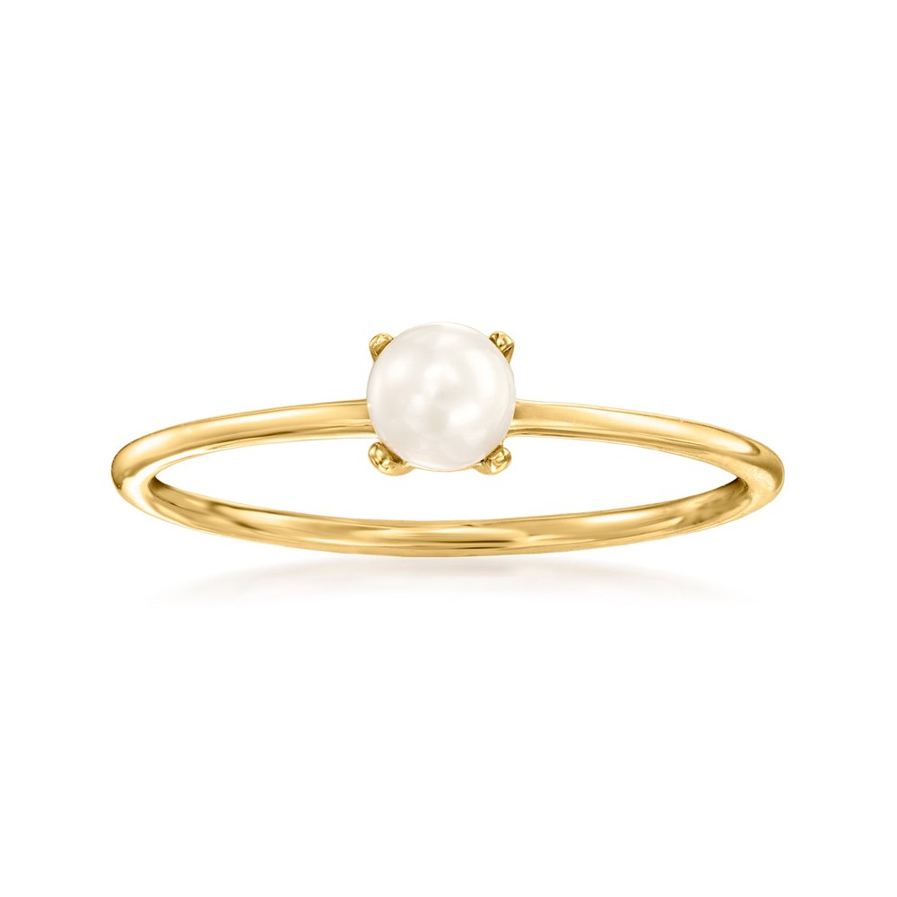 RS Pure by Ross-Simons 4mm Cultured Pearl Ring in 14kt Yellow Gold