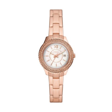 Fossil Women’s Stella Three-Hand Date, Rose Gold-Tone Stainless Steel Watch